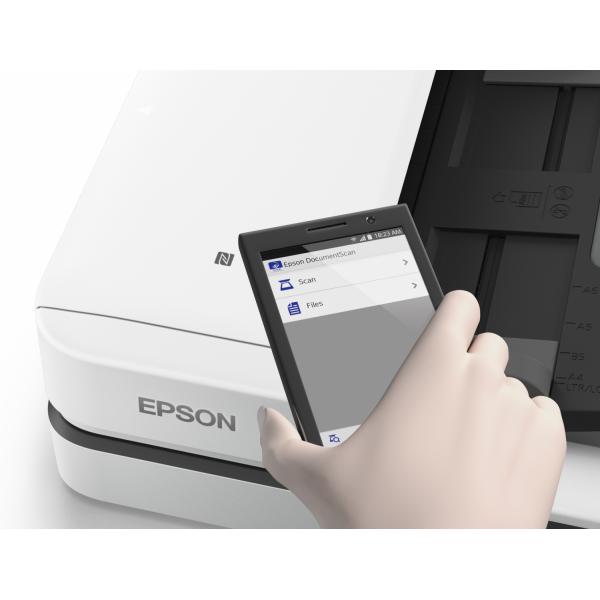 Epson WorkForce DS-1660W Scanner piano 600 x 600 DPI A4 Nero, Bianco (DS1660W - Document scanner - Duplex - A4 - 1200 dpi x 1200 dpi - up to 25 ppm [mono] / up to 25 ppm [colour] - ADF [50 sheets] - up to 1500 scans per day - USB 3.0, Wi-Fi[n])EpsonB...