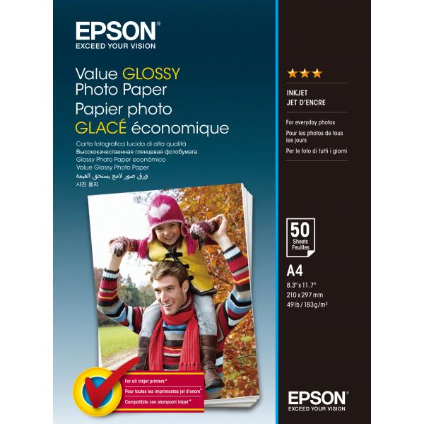 Epson Value Glossy Photo Paper - A4 - 50 Fogli (GLOSSY PHOTO PAPER A4 50 SHEET)EpsonC13S400036