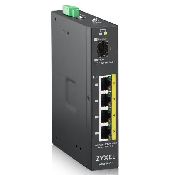 Zyxel RGS100-5P Non gestito L2 Gigabit Ethernet [10/100/1000] Supporto Power over Ethernet [PoE] Nero (RGS100-5P - IN)ZyxelRGS100-5P-ZZ0101F