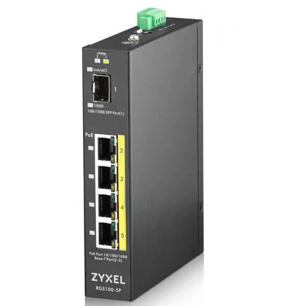Zyxel RGS100-5P Non gestito L2 Gigabit Ethernet [10/100/1000] Supporto Power over Ethernet [PoE] Nero (ZyXEL RGS100-5P 5-port GbE Unmanaged PoE Switch)ZyxelRGS100-5P-ZZ0101F