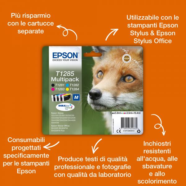 Epson Fox Inchiostro nero singolo DURABrite Ultra Volpe T1281 (OEM Epson C13T12814012 [T1281] Ink Cartridge Black 170 Pages 5.9ml)EpsonC13T12814012