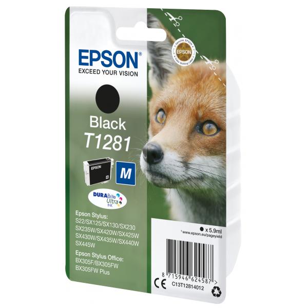 Epson Fox Inchiostro nero singolo DURABrite Ultra Volpe T1281 (T128 BLACK M FOX)EpsonC13T12814012