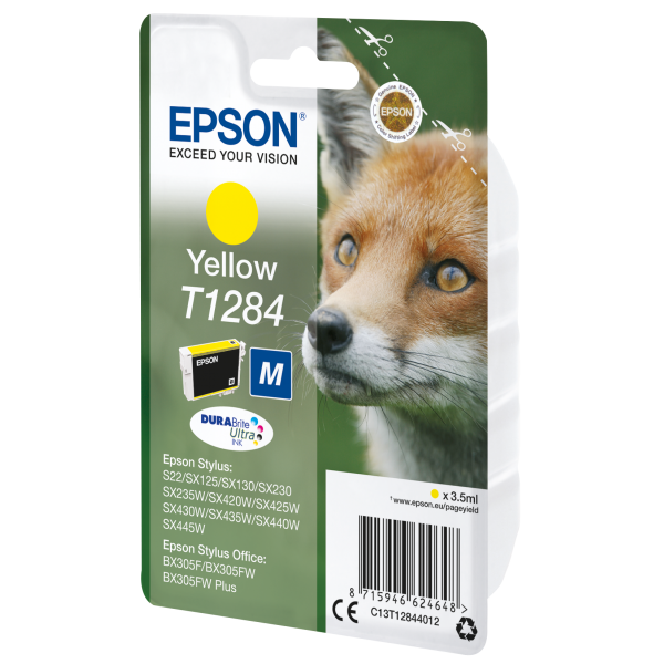 Epson Fox Inchiostro giallo singolo DURABrite Ultra Volpe T1284 (EPSON T1284 YELLOW M INK T128 YELLOW M)EpsonC13T12844012