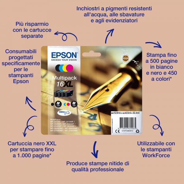 Epson Singlepack Black 16XXL DURABrite Ultra Ink (EPSON T1681 16XXL BLACK Pen & Crossword 1000 PAGES)EpsonC13T16814012