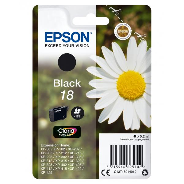 Epson Daisy Cartuccia Margherita Nero 18Inchiostri Claria Home 18 (CLARIA HOME INK BLACK 18 - RF/AM TAGS)EpsonC13T18014022
