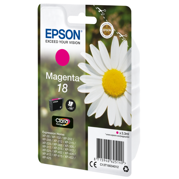 Epson Daisy Cartuccia Margherita Magenta Inchiostri Claria Home 18 (Epson 18 - magenta - original - bl?k)EpsonC13T18034012