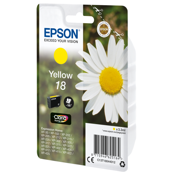 Epson Daisy Cartuccia Margherita Giallo Inchiostri Claria Home 18 (SINGLEPACK YELLOW 18 CLARIAHOME - INK)EpsonC13T18044012