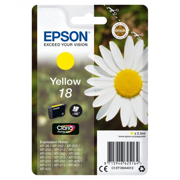 Epson Daisy Cartuccia Margherita Giallo Inchiostri Claria Home 18 (SINGLEPACK YELLOW 18 CLARIAHOME - INK)EpsonC13T18044012