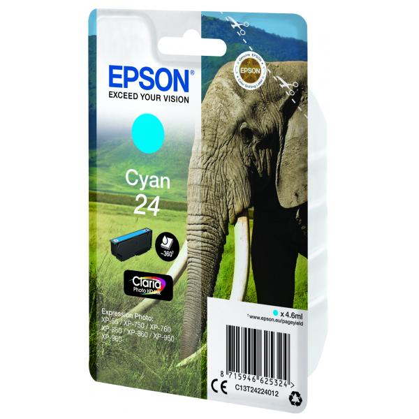Epson Elephant Cartuccia Ciano (EPSON T2422 24 CYAN INK CLARIA PHOTO HD ELEPHANT)EpsonC13T24224012