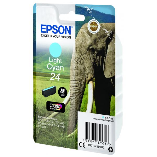 Epson Elephant Cartuccia Ciano-chiaro (EPSON T2425 24 LIGHT CYAN INK CLARIA PHOTO HD ELEPHANT)EpsonC13T24254012