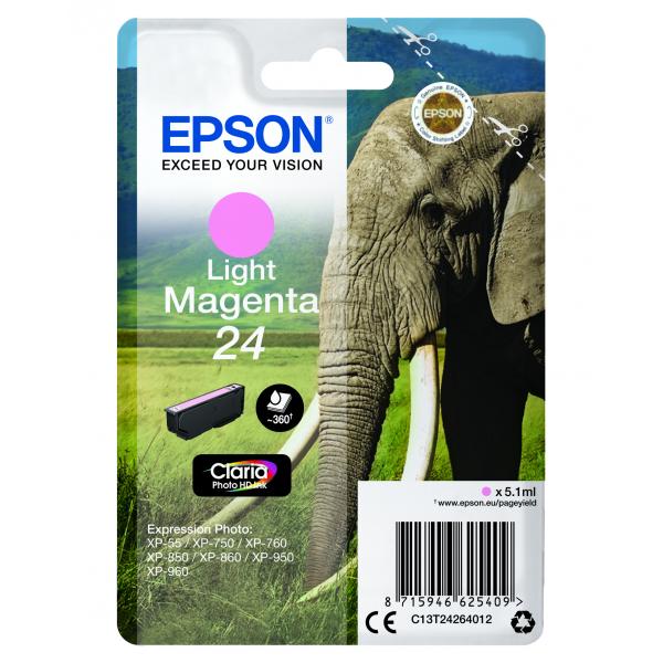Epson Elephant Cartuccia Magenta chiaro (EPSON T2425 24 LIGHT MAGENTA INK CLARIA PHOTO HD ELEPHANT)EpsonC13T24264012