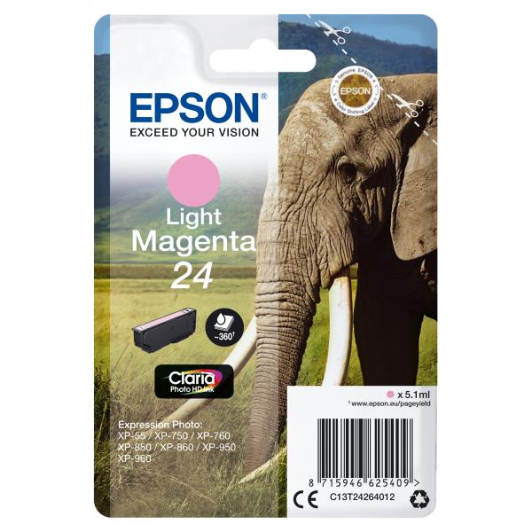 Epson Elephant Cartuccia Magenta chiaro (EPSON T2425 24 LIGHT MAGENTA INK CLARIA PHOTO HD ELEPHANT)EpsonC13T24264012