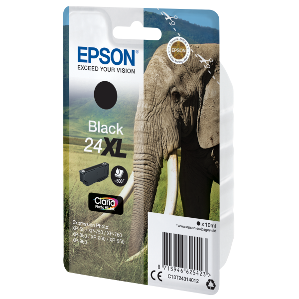 Epson Elephant Cartuccia Nero XL (CLARIA PHOTO HD INK 24XL BLACK - F/ 24SERIES)EpsonC13T24314012