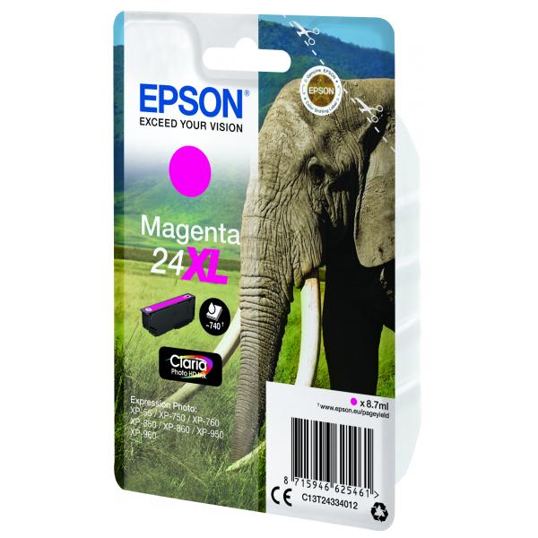 Epson Elephant Cartuccia Magenta XL (CLARIA PHOTO HD INK 24XL MAG - F/ 24SERIES)EpsonC13T24334012
