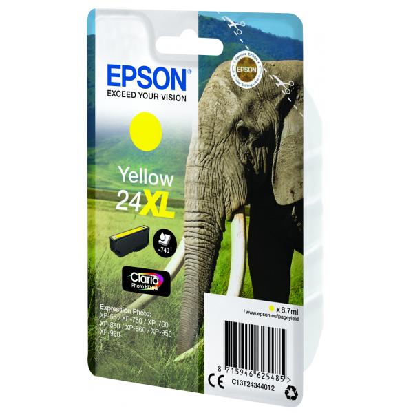 Epson Elephant Cartuccia Giallo XL (Epson 24XL - XL - gul - original - bl? LEADTIME3DAYS:leadtime of 3 days)EpsonC13T24344012