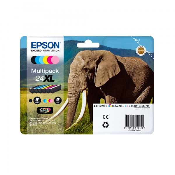 Epson Elephant Inchiostro giallo singolo Claria Photo HD Elefante 24XL (Epson 24XL - XL - gul - original - bl)EpsonC13T24344022