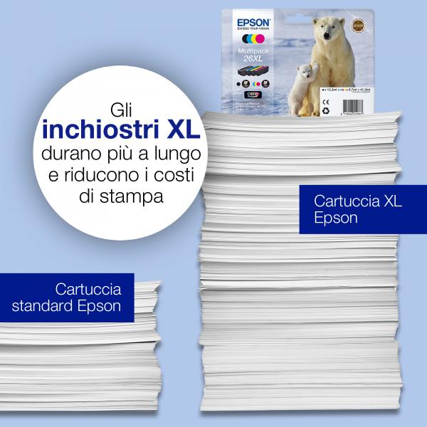 Epson Polar bear Inchiostro ciano singolo Claria Premium Orso bianco 26 (EPSON T2612 CYAN INK CLARIA PREMIUM POLAR BEAR INK)EpsonC13T26124012