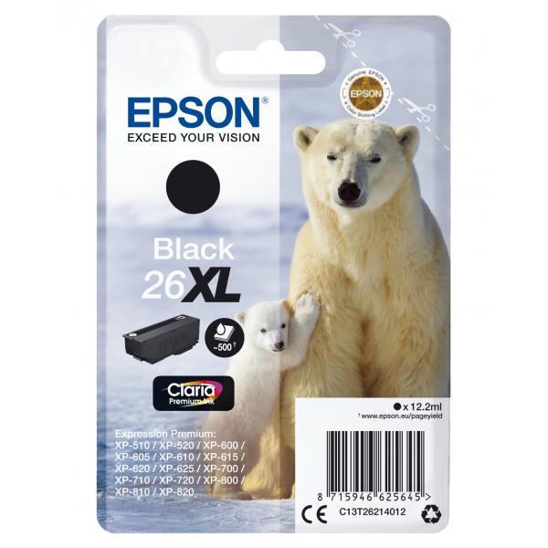 Epson Cartuccia Nero XL (EPSON T2621 XL BLACK INK CLARIA PREMIUM POLAR BEAR INK)EpsonC13T26214012