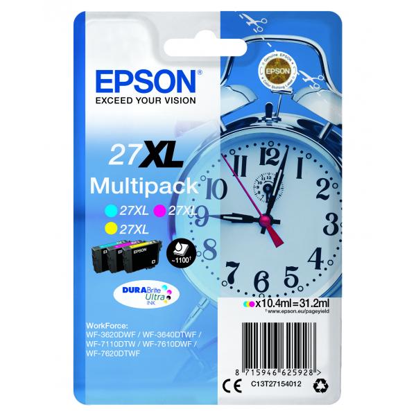 Epson Alarm clock Multipack Sveglia 3 colori Inchiostri DURABrite Ultra 27XL (Epson 27XL Multipack - 3 pakker - XL)EpsonC13T27154022