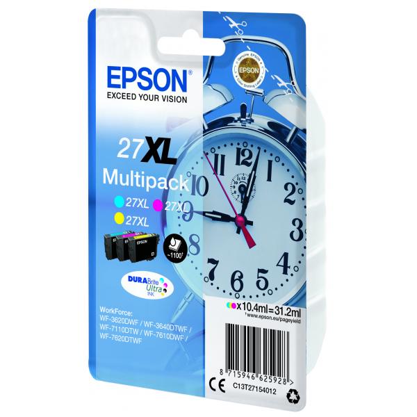 Epson Alarm clock Multipack Sveglia 3 colori Inchiostri DURABrite Ultra 27XL (Epson 27XL Multipack - 3 pakker - XL)EpsonC13T27154022