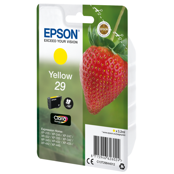 Epson Strawberry Cartuccia Fragole Giallo Inchiostri Claria Home 29 (Epson 29 - gul - original - bl?kpatron)EpsonC13T29844012