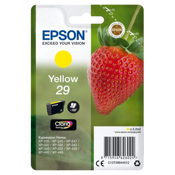 Epson Strawberry Cartuccia Fragole Giallo Inchiostri Claria Home 29 (Epson 29 - gul - original - bl?kpatron)EpsonC13T29844012