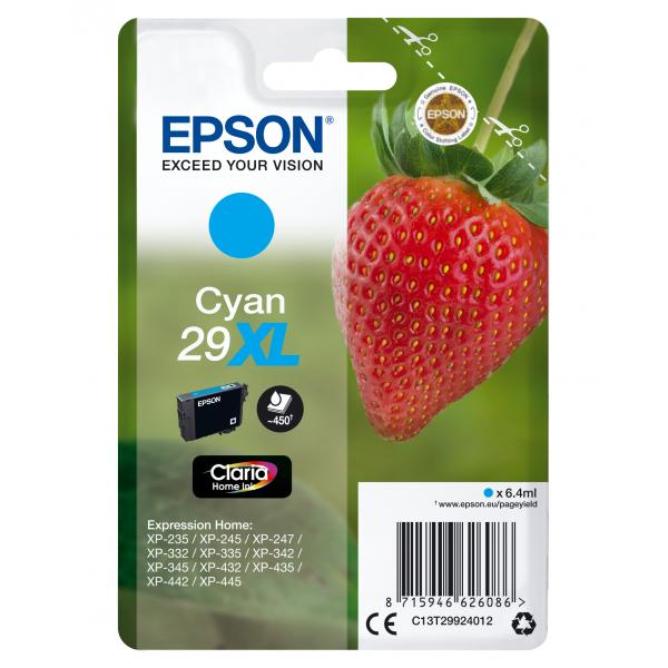 Epson Strawberry Cartuccia Fragole Ciano Inchiostri Claria Home 29XL (SGLPCK CYAN 29XL HOME INK - CYAN HIGH XL)EpsonC13T29924012