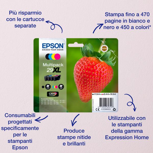 Epson Strawberry Singlepack Cyan 29XL Claria Home Ink (Epson 29XL - XL - cyan - original - bl)Epson8715946626093C13T29924022