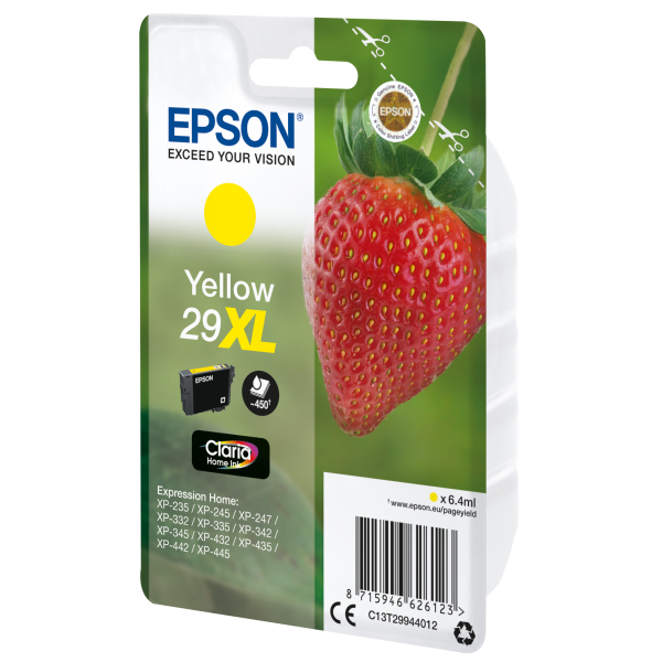 Epson Strawberry Cartuccia Fragole Giallo Inchiostri Claria Home 29XL (Epson 29XL - XL - gul - original - bl? LEADTIME3DAYS:leadtime of 3 days)EpsonC13T29944022