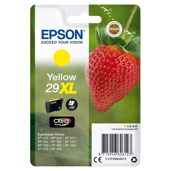 Epson Strawberry Cartuccia Fragole Giallo Inchiostri Claria Home 29XL (Epson 29XL - XL - gul - original - bl? LEADTIME3DAYS:leadtime of 3 days)EpsonC13T29944022
