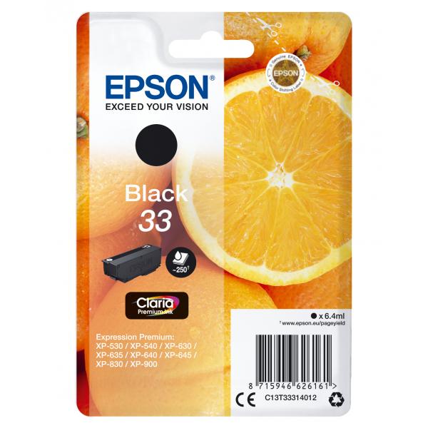Epson Oranges Cartuccia Nero T33 Claria Premium (Epson 33 - sort - original - bl?kpatro)EpsonC13T33314022