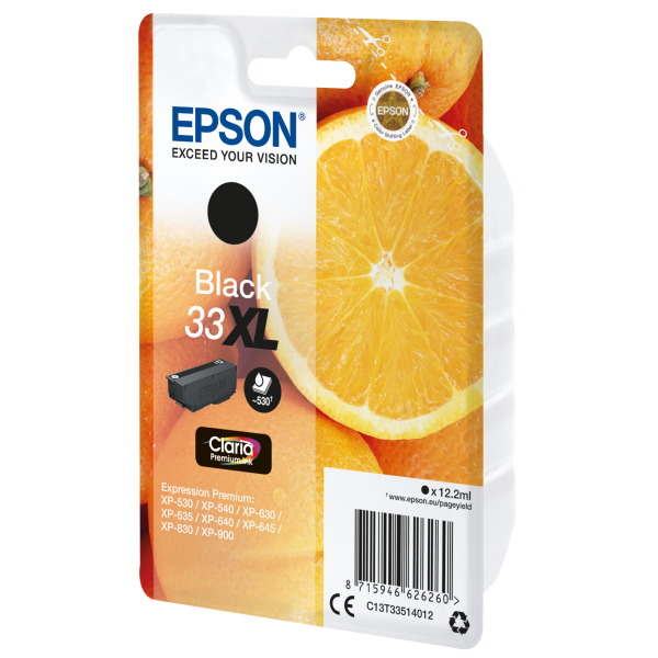 Epson Oranges Cartuccia Nero T33XL Claria Premium (Epson 33XL - XL - sort - original - bl)EpsonC13T33514022