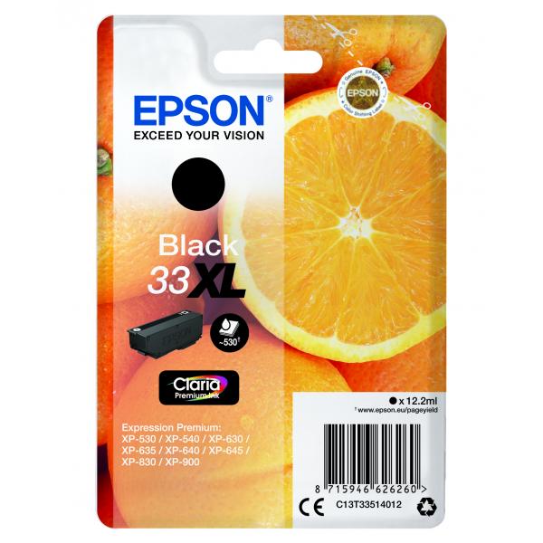 Epson Oranges Cartuccia Nero T33XL Claria Premium (Epson 33XL - XL - sort - original - bl)EpsonC13T33514022