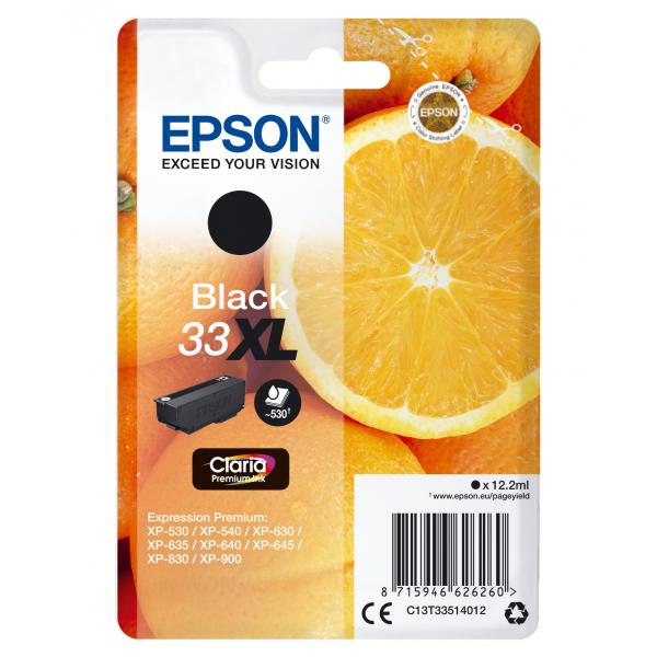 Epson Oranges Cartuccia Nero T33XL Claria Premium (Epson 33XL - XL - sort - original - bl)EpsonC13T33514022