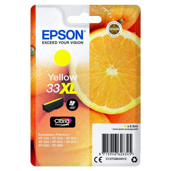 Epson Oranges Cartuccia Giallo T33XL Claria Premium (Epson 33XL - XL - gul - original - bl? LEADTIME3DAYS:leadtime of 3 days)EpsonC13T33644012