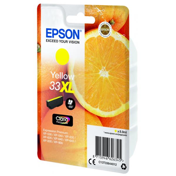 Epson Oranges Cartuccia Giallo T33XL Claria Premium (Epson 33XL - XL - gul - original - bl? LEADTIME3DAYS:leadtime of 3 days)EpsonC13T33644012