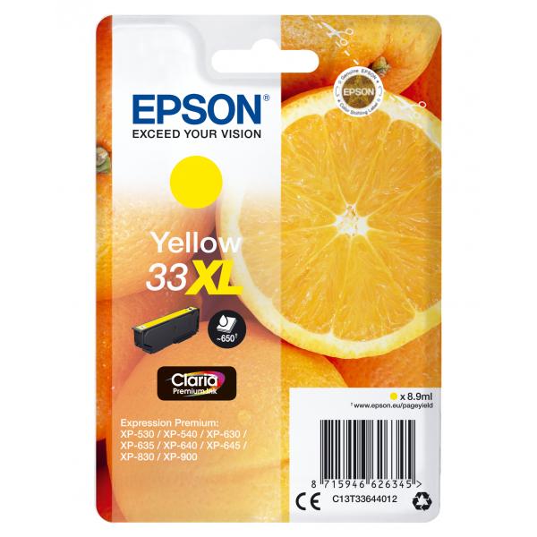 Epson Oranges Cartuccia Giallo T33XL Claria Premium (Epson 33XL - XL - gul - original - bl? LEADTIME3DAYS:leadtime of 3 days)EpsonC13T33644012