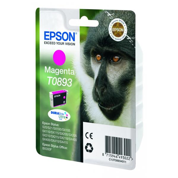 Epson Monkey Inchiostro magenta singolo DURABrite Ultra Scimmia T0893 (EPSON T0893 MAGENTA INK STYLUS S20 SX100 SX105)EpsonC13T08934011