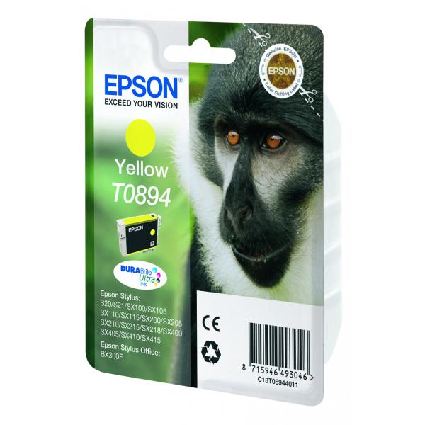 Epson Monkey Inchiostro giallo singolo DURABrite Ultra Scimmia T0894 (OEM Epson C13T08944011 [T0894] Ink Cartridge Yellow 225 Pages 3.5ml)EpsonC13T08944011