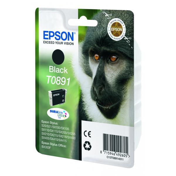 Epson Monkey Inchiostro nero singolo DURABrite Ultra Scimmia T0891 (EPSON T0891 BLACK INK STYLUS S20 SX100 SX105)EpsonC13T08914011