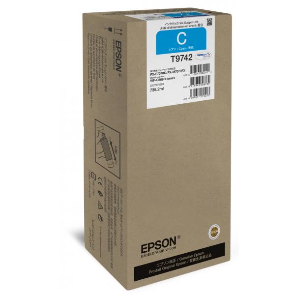 Epson Cyan XXL Ink Supply Unit (Epson T9742 - 735.2 ml - misura XXL - ciano - originale - cartuccia d'inchiostro - per WorkForce Pro WF-C869R, WF-C869RD3TWFC, WF-C869RDTWF, WF-C869RDTWFC)EpsonC13T974200