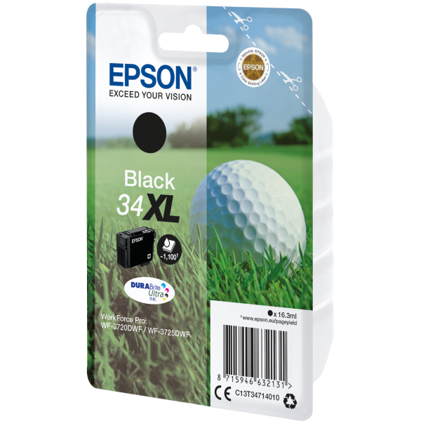 Epson Golf ball Singlepack Black 34XL DURABrite Ultra Ink (EPSON 34XL BLACK INK CARTRIDGE GOLF BALL 16.3ML)EpsonC13T34714010