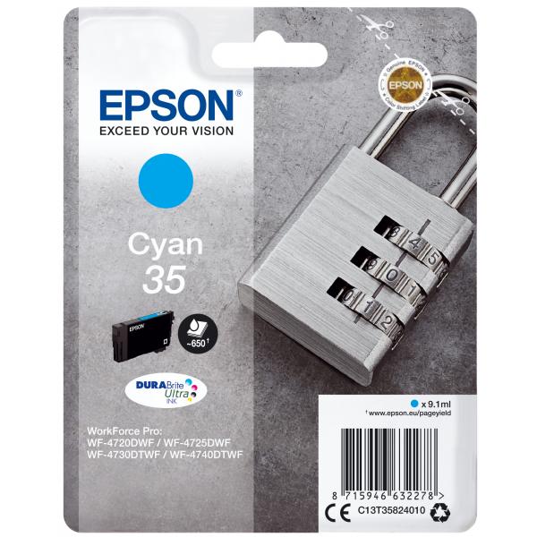 Epson Padlock Singlepack Cyan 35 DURABrite Ultra Ink (EPSON 35 CYAN INK CARTRIDGE PADLOCK 9.1ML)EpsonC13T35824010