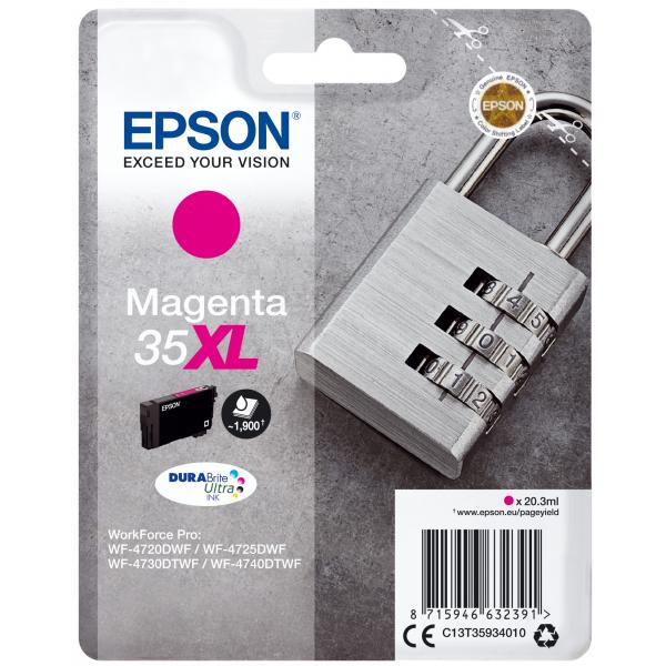 Epson Padlock Singlepack Magenta 35XL DURABrite Ultra Ink (EPSON 35XL MAGENTA INK PADLOCK 20.3ML)EpsonC13T35934010