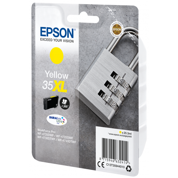 Epson Padlock Singlepack Yellow 35XL DURABrite Ultra Ink (Epson 35XL - XL - gul - original - bl? LEADTIME6DAYS:leadtime of 6 days)EpsonC13T35944010