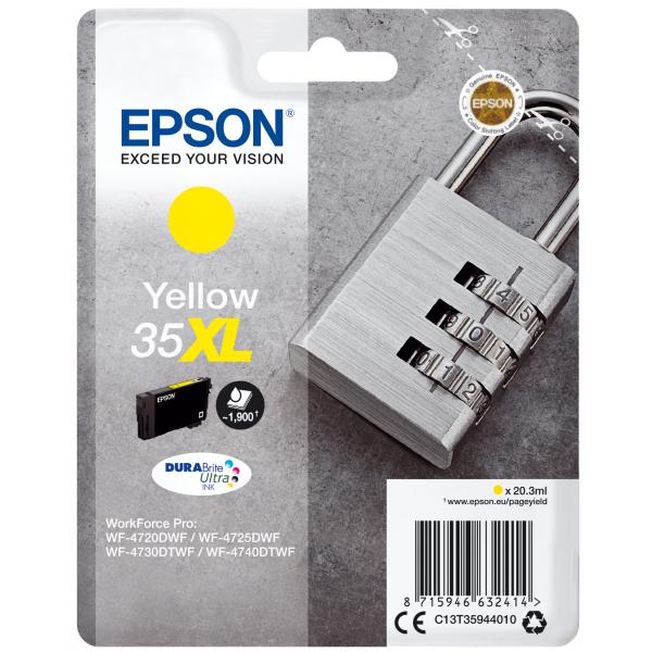 Epson Padlock Singlepack Yellow 35XL DURABrite Ultra Ink (Epson 35XL - XL - gul - original - bl? LEADTIME6DAYS:leadtime of 6 days)EpsonC13T35944010