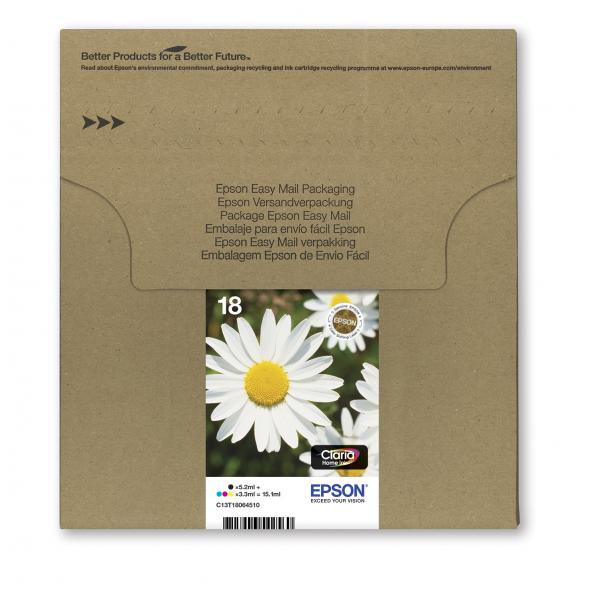 Epson Daisy Multipack Margherita 4 colori Inchiostri Claria Home 18 in confezione EasyMail Packaging (EPSON T1806 MULTIPACK EASY ML 4 COLOUR CLARIA EASYMAIL)Epson8715946638850C13T18064511