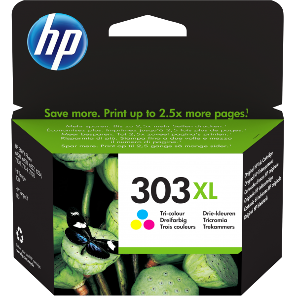 HP Cartuccia di inchiostro in tricromia originale ad alta capacità 303XL (HP 303XL Tricolour High Yield Ink Cartridge 10ml for HP ENVY Photo 6230/7130/7830 series - T6N03AE)HpT6N03AE