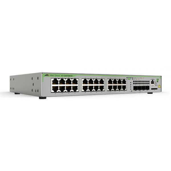 Allied Telesis AT-GS970M/28PS-30 switch di rete Gestito L3 Gigabit Ethernet [10/100/1000] Supporto Power over Ethernet [PoE] Grigio (Allied Telesis CentreCOM AT-GS970M/28PS - Switch - L3 - Managed - 24 x 10/100/1000 [PoE+] + 4 x SFP [mini-GBIC] [upli...