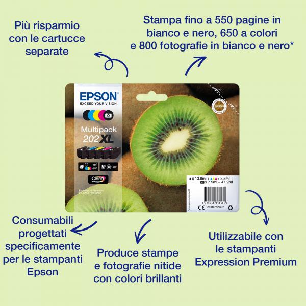 Epson Kiwi Singlepack Magenta 202 Claria Premium Ink (EPSON 202 MAGENTA CLARIA INK CARTRIDGE 300 PAGES)EpsonC13T02F34010